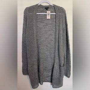 NWT Torrid Grey Pointelle Long Open Cardigan Women’s Size 1X - 14/16